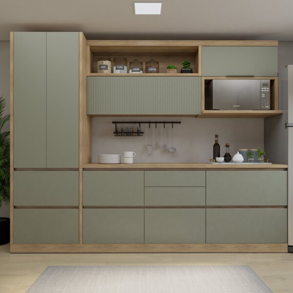 Conjunto De Cozinha 5 Peças Com Aéreo E Nicho Para Micro-onda