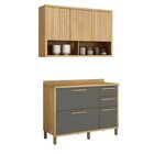 Conjunto De Cozinha Balcão 3 Portas 2 Gavetas E Armário Aéreo