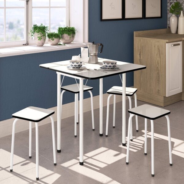 Conjunto De Cozinha Mesa Dobrável Asti 100 E 4 Banquetas Quad