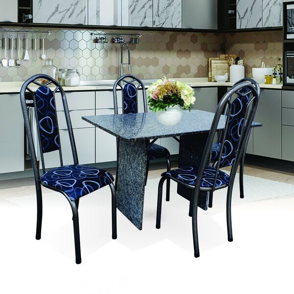 Conjunto De Cozinha Mesa Granito 4 Cadeiras Paris