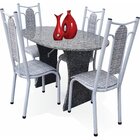 Conjunto De Cozinha Mesa Tampo Em Granito Oval Paris 4 Cadeir