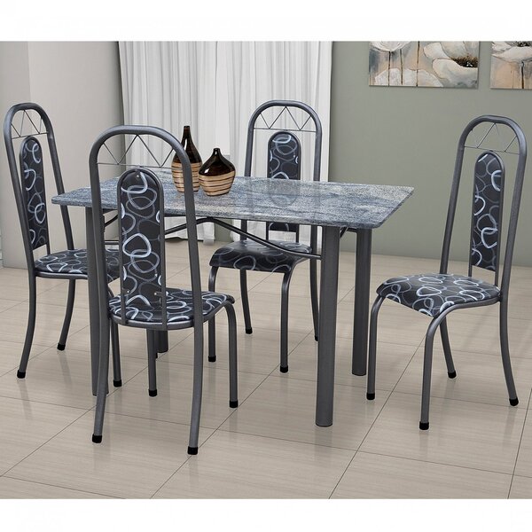 Conjunto De Cozinha Mesa Tampo Em Granito Roma 4 Cadeiras  Pr