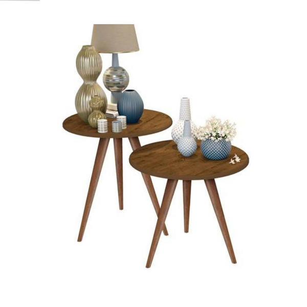 Conjunto De Duas Mesas Para Sala De Estar Tripé Isa - Jm3 Móv