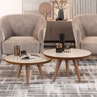 Conjunto De Duas Mesas Pés Em Palito Luma - Jm3 Móveis Off Wh