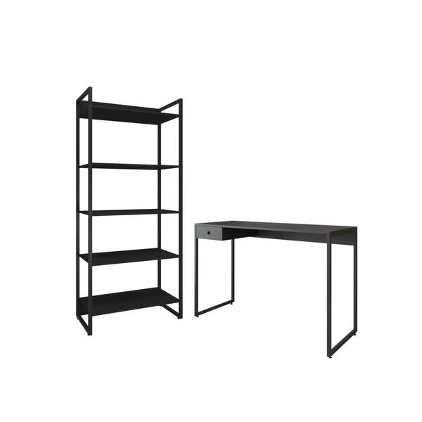 Conjunto De Escritorio Estante E Escrivaninha Alfie Preto