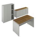 Conjunto De Escritório Office 3 Peças Mesa Balcão Armário Oslo