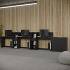 Conjunto De Escritório Smart 2 Livreiro 1 Buffet E 3 Mesas 90