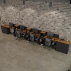 Conjunto De Escritório Smart 3 Livreiro 2 Buffet E 4 Mesas 90