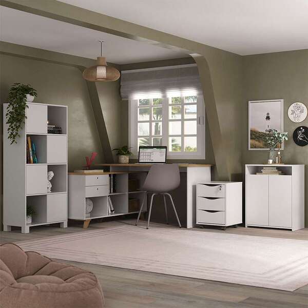 Conjunto De Escrivaninha Com Armário De Escritório, Estante E