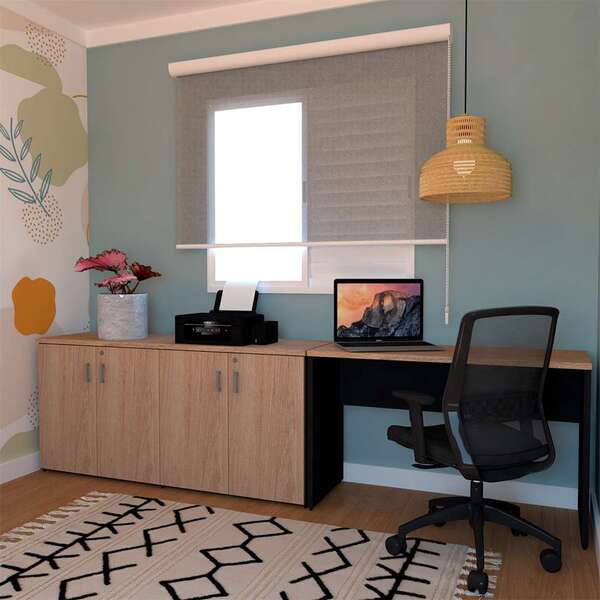 Conjunto De Escrivaninha Com Armário De Escritório Tonal 4 Pt