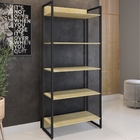 Conjunto De Escrivaninha Em L E Estante Milan Natura Preto