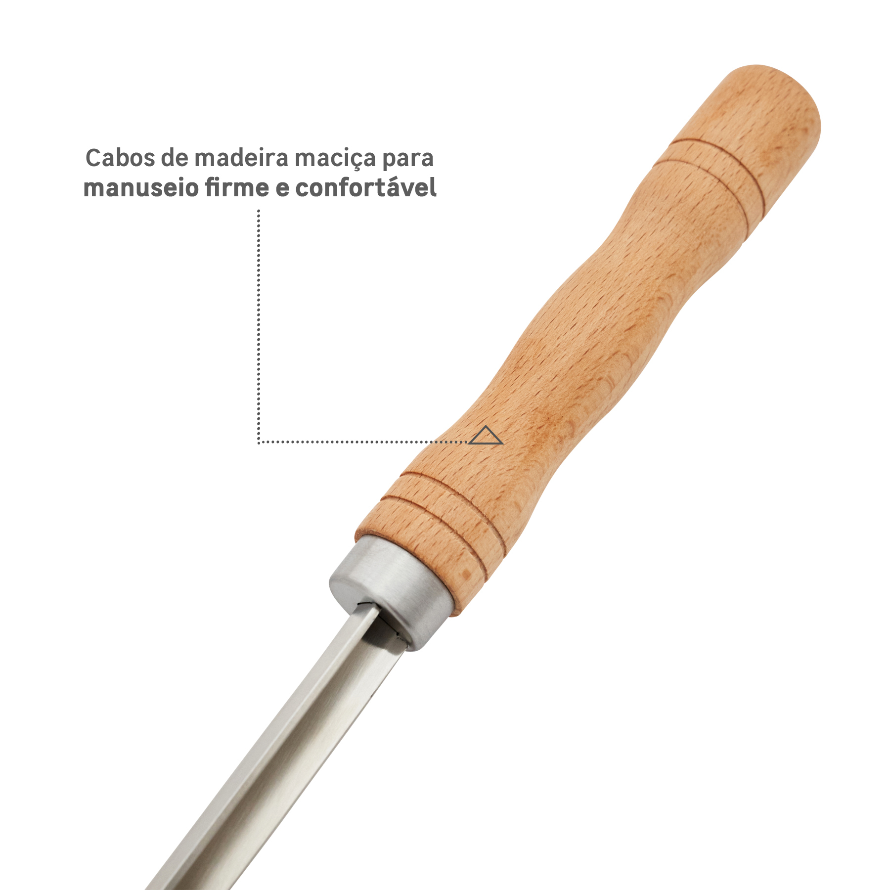Conjunto de Espeto para Churrasqueira em Aço Inox 50cm Naterial - 3 Peças