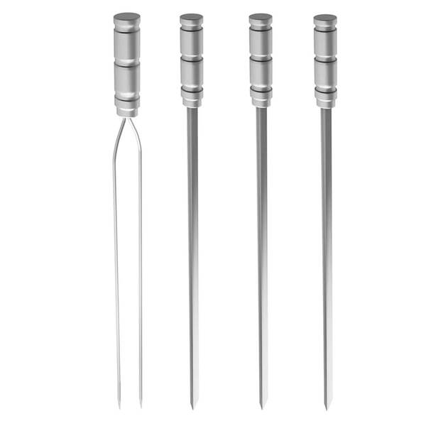 Conjunto De Espetos Para Churrasco 1 Duplo 3 Simples Cabo Alu