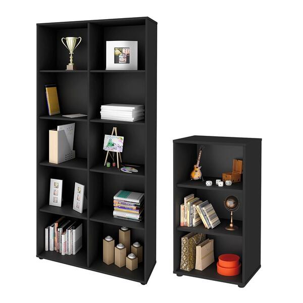 Conjunto De Estantes Baixa E Alta Grimsby Preto