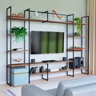 Conjunto De Estantes Industrial Para Sala De Tv Urban Com 250