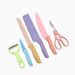 Foto de Conjunto De Facas 6 Peças Aço Inoxidável Colorido Multifunci