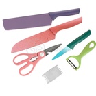Conjunto De Facas Coloridas Com 6 Peças Tesoura Protetor De M