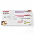 Conjunto De Facas Coloridas Com 6 Peças Tesoura Protetor De M
