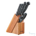 Conjunto De Facas De Aço Inox Com Cepo De Madeira 6 Peças