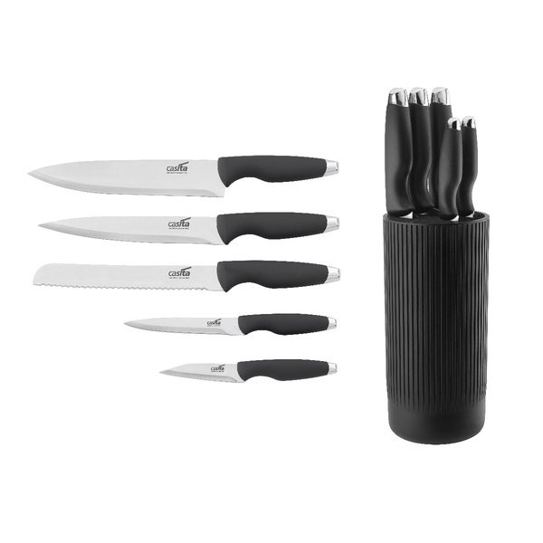 Conjunto De Facas Do Chef Cozinha Inox Cabo Anatômico 6 Peças