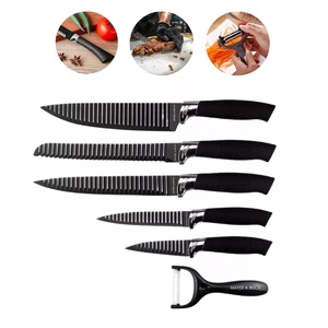 Foto de Conjunto De Facas Do Chef Cozinha Inox Cabo Texturizado 6 Pç