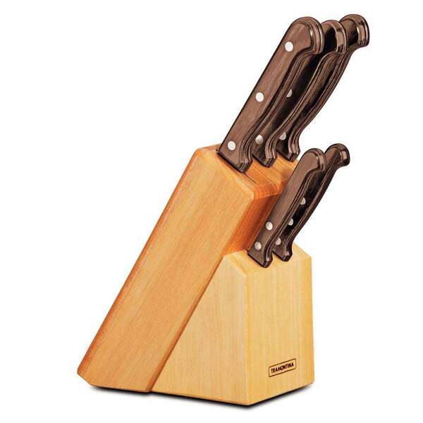 Conjunto De Facas Inox 6 Peças Marrom 17cm Tramontina
