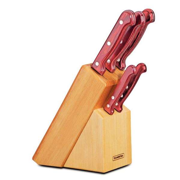 Conjunto De Facas Inox 6 Peças Mogno 17cm Tramontina