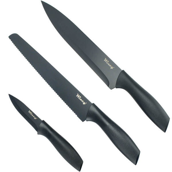 Conjunto De Facas Inox Coloridas 3 Peças Preto