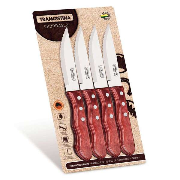 Conjunto De Facas Jumbo Inox 4 Peças Mogno 17cm Tramontina