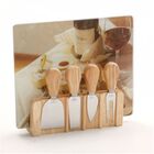 Conjunto De Facas Para Queijo Com Suporte Em Madeira E Tábua