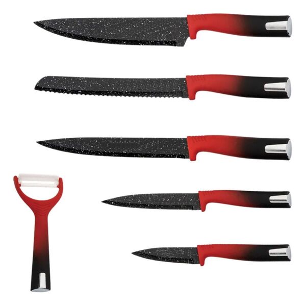 Conjunto De Facas Rei Da Cozinha Em Aço Inox Estilo Mármore P