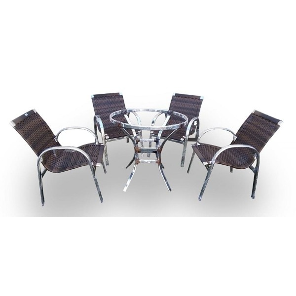 Conjunto De Fibra Sintética Lotus - 4 Cadeiras + 1 Mesa