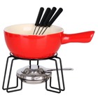 Conjunto De Fondue 8 Peças Panela 700ml Cerâmica Vermelho Gar