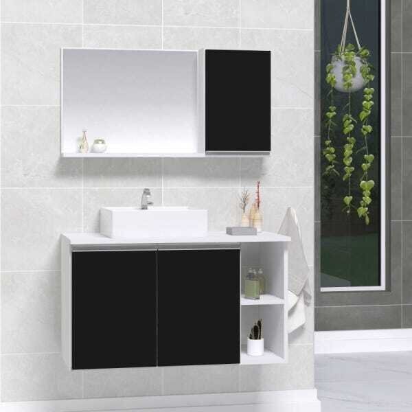 Conjunto De Gabinete Banheiro 80cm Com Cuba E Espelheira -