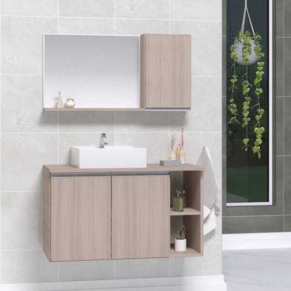 Conjunto De Gabinete Banheiro 80cm Com Cuba E Espelheira -