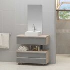 Conjunto De Gabinete Banheiro Creta 60cm Com Cuba E Espelho -