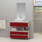 Conjunto De Gabinete Banheiro Creta 60cm Com Cuba E Espelho -