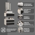 Conjunto De Gabinete Banheiro Creta 60cm Com Cuba E Espelho -