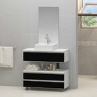 Conjunto De Gabinete Banheiro Creta 60cm Com Cuba E Espelho -