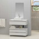 Conjunto De Gabinete Banheiro Creta 80cm Com Cuba E Espelho -