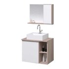 Conjunto De Gabinete Banheiro Virtus 60cm Com Cuba E Espelhei