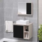 Conjunto De Gabinete Banheiro Virtus 60cm Com Cuba E Espelhei