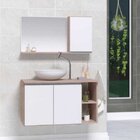 Conjunto De Gabinete Banheiro Virtus 80cm Com Cuba E Espelhei