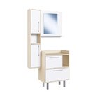 Conjunto De Gabinete E Espelheira Para Banheiro  Branco/bege