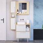 Conjunto De Gabinete E Espelheira Para Banheiro  Branco/bege