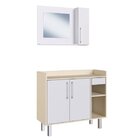 Conjunto De Gabinete E Espelheira Para Banheiro  Branco/bege