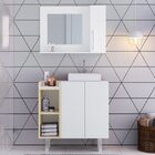 Conjunto De Gabinete E Espelheira Para Banheiro  Branco/bege