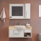 Conjunto De Gabinete E Espelheira Para Banheiro  Branco/bege