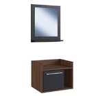Conjunto De Gabinete E Espelheira Para Banheiro  Preto/madeir