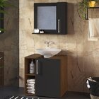 Conjunto De Gabinete E Espelheira Para Banheiro  Preto/madeir